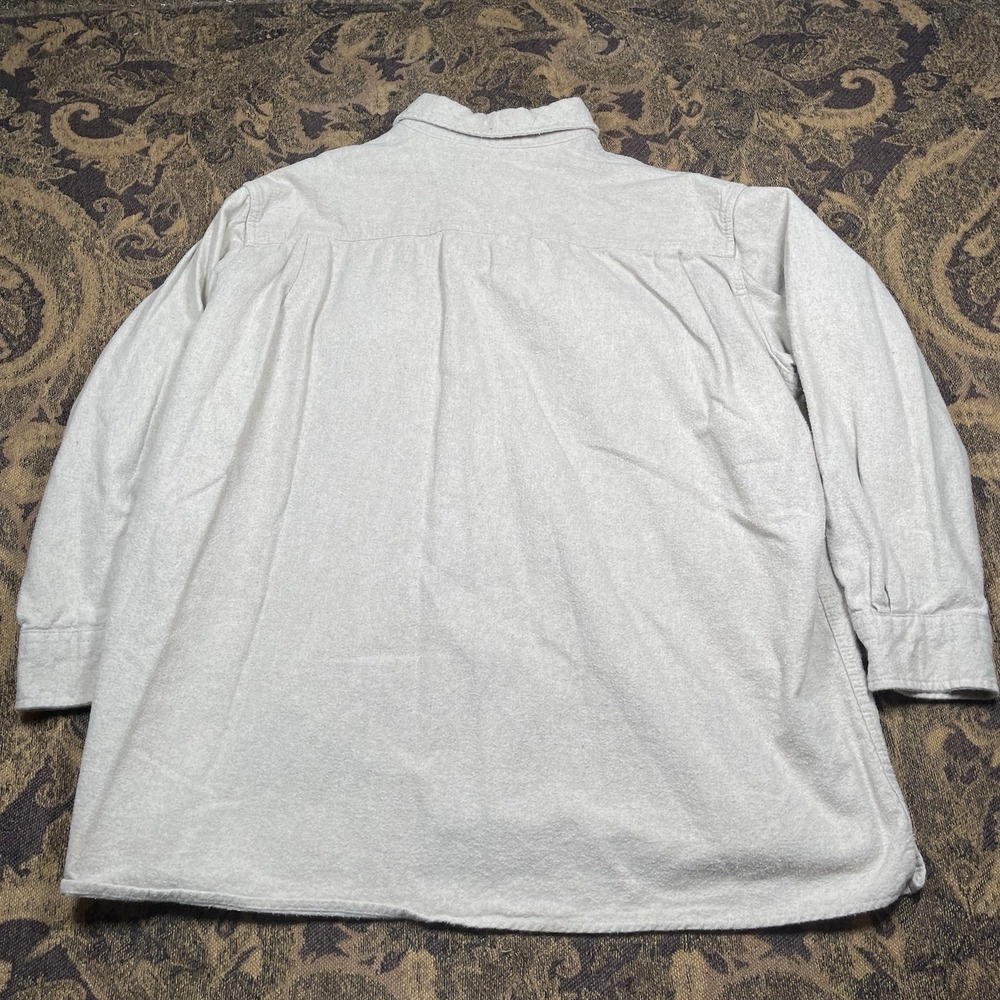 Vtg St Johns Bay Shirt Mens Size 2XL Creme Brown Chamois Flannel Soft Stained - Picture 8 of 8